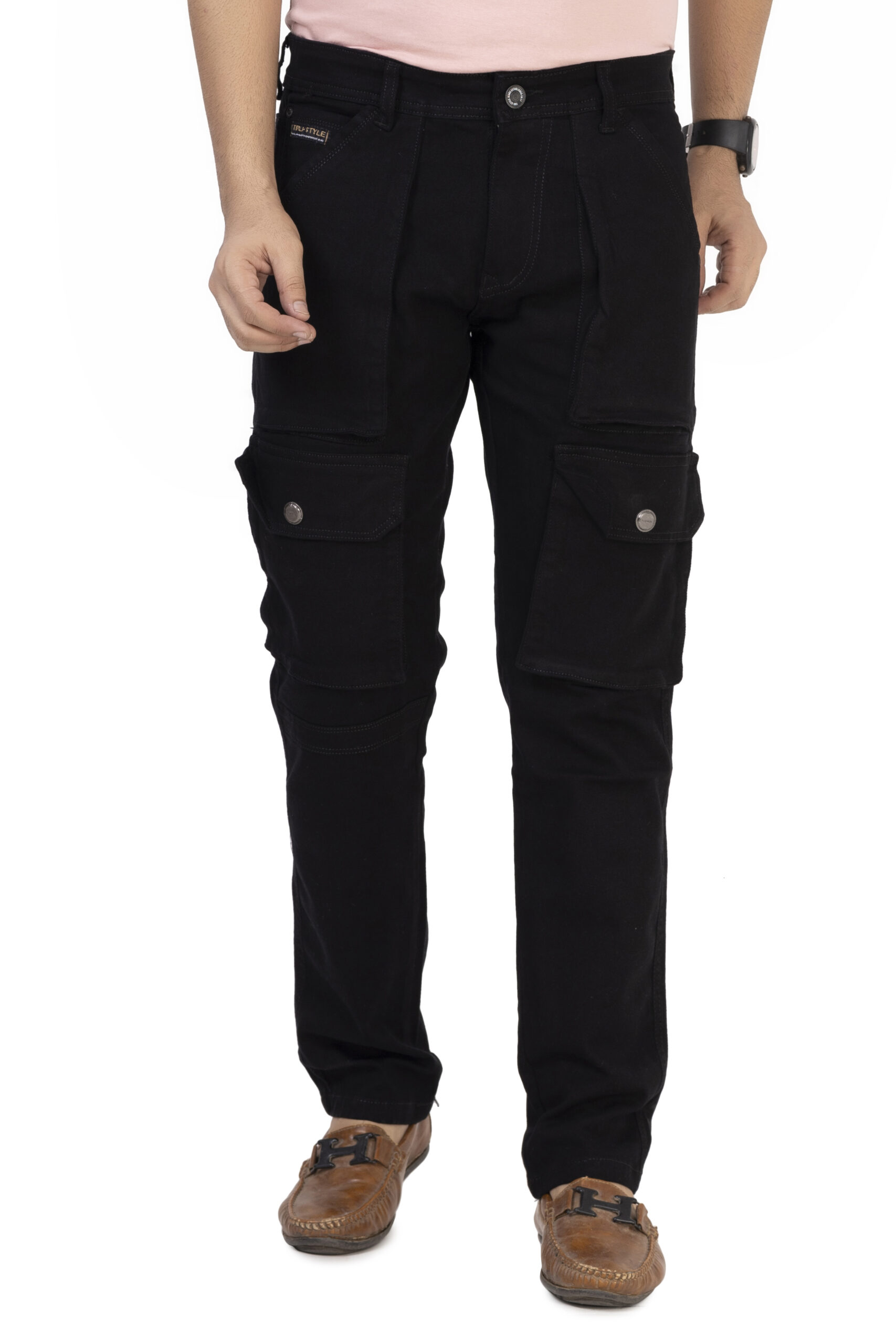 Buy URBAN INDY Genuine Cotton Twill Men's 6 Pocket Carpenter Cargo Pants -  Utilitarian Contrast Stitch Trousers Loose Fit (Small, Black) at Amazon.in